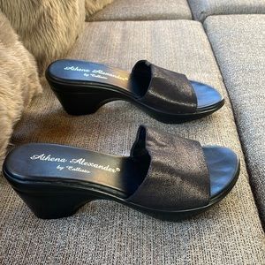 Athena Alexander sandals-black slip on with soft stretchy strap-